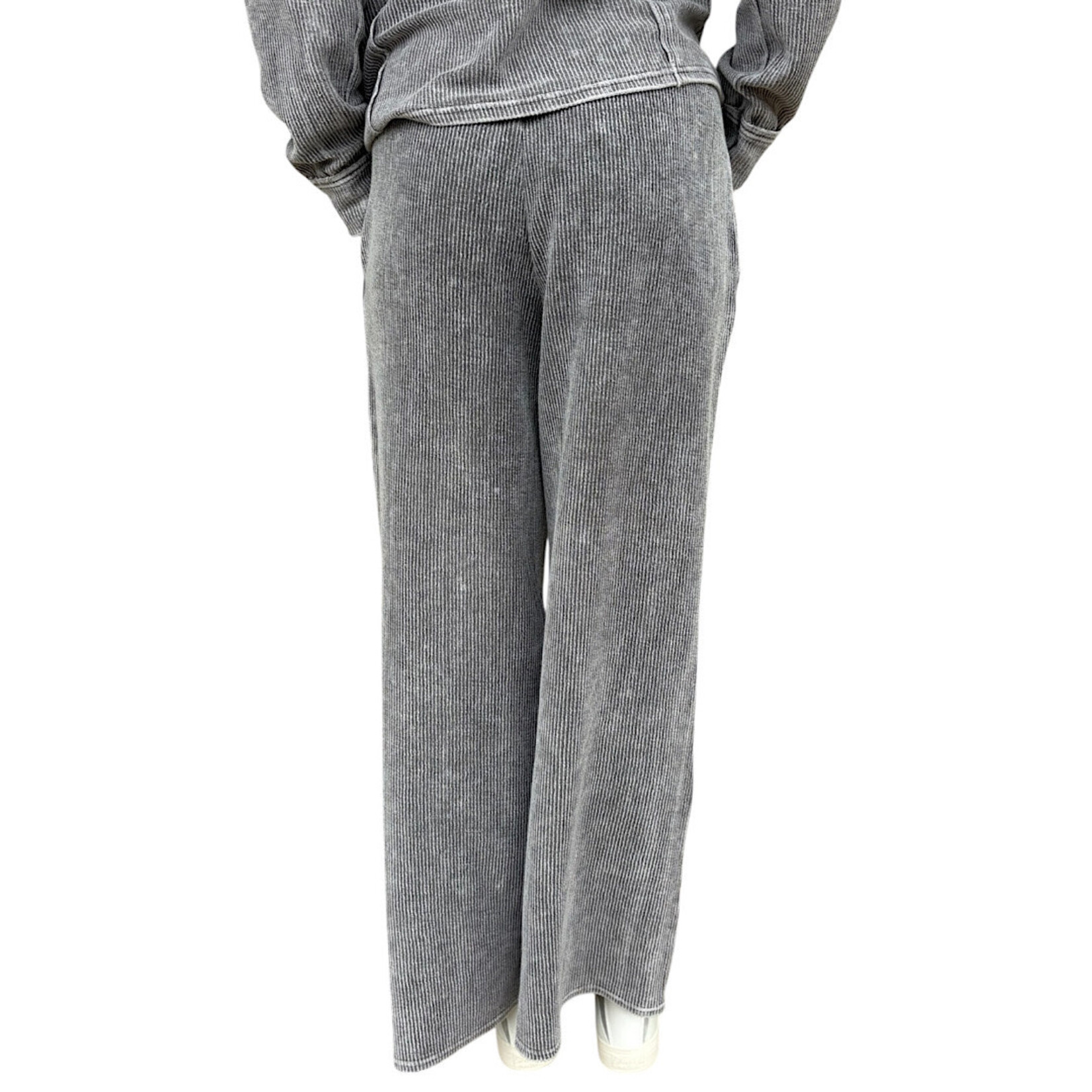 Charcoal Washed High Waist Drawstring Lounge Pants
