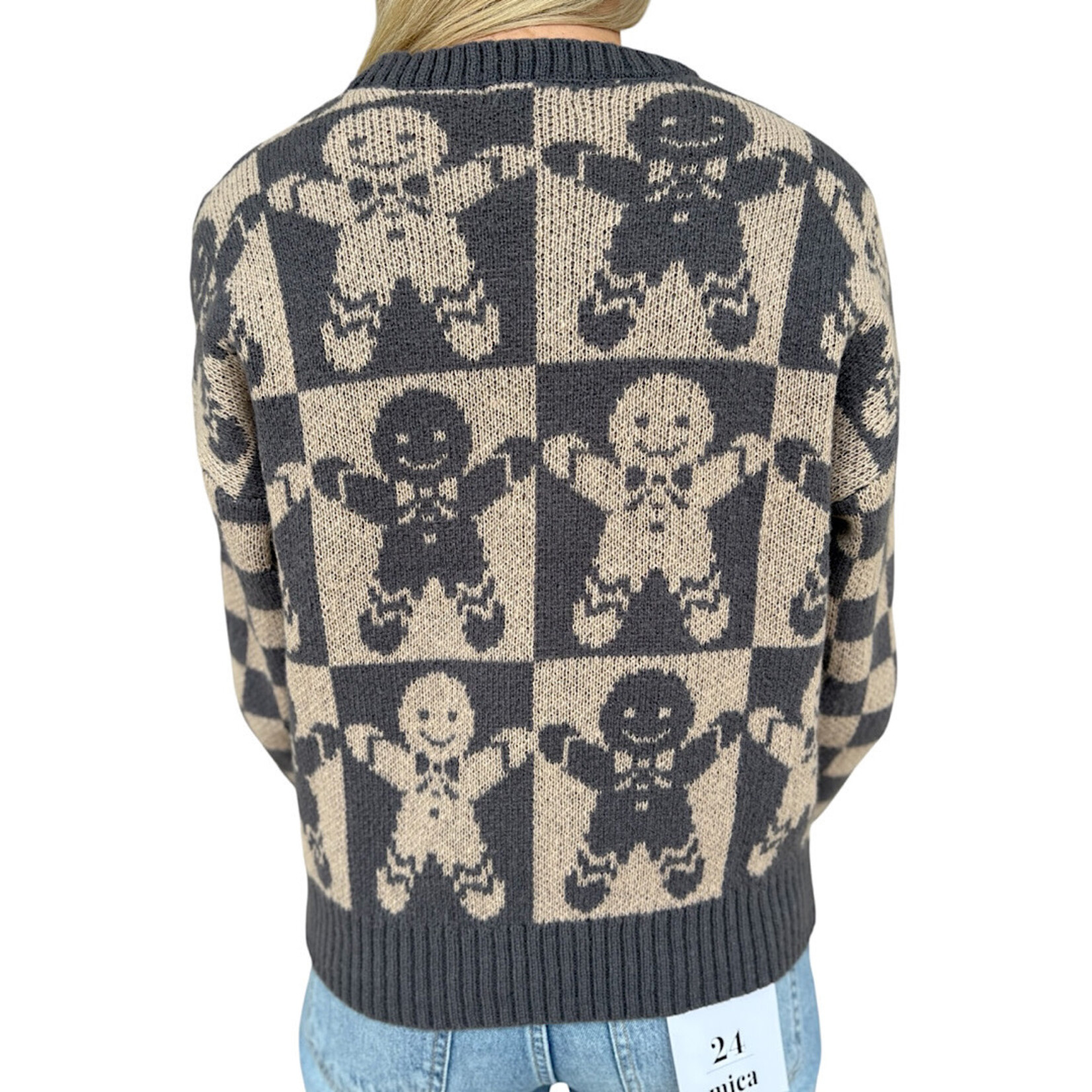 Charcoal Colorblock Gingerbread Man Sweater