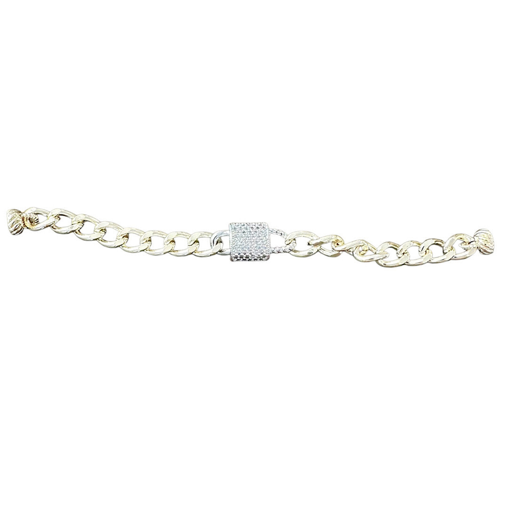 14K Gold Dipped Cubin Link Bracelet with Lock Pendant