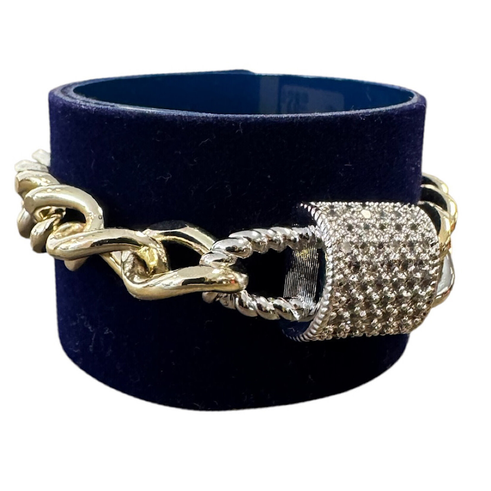 14K Gold Dipped Cubin Link Bracelet with Lock Pendant