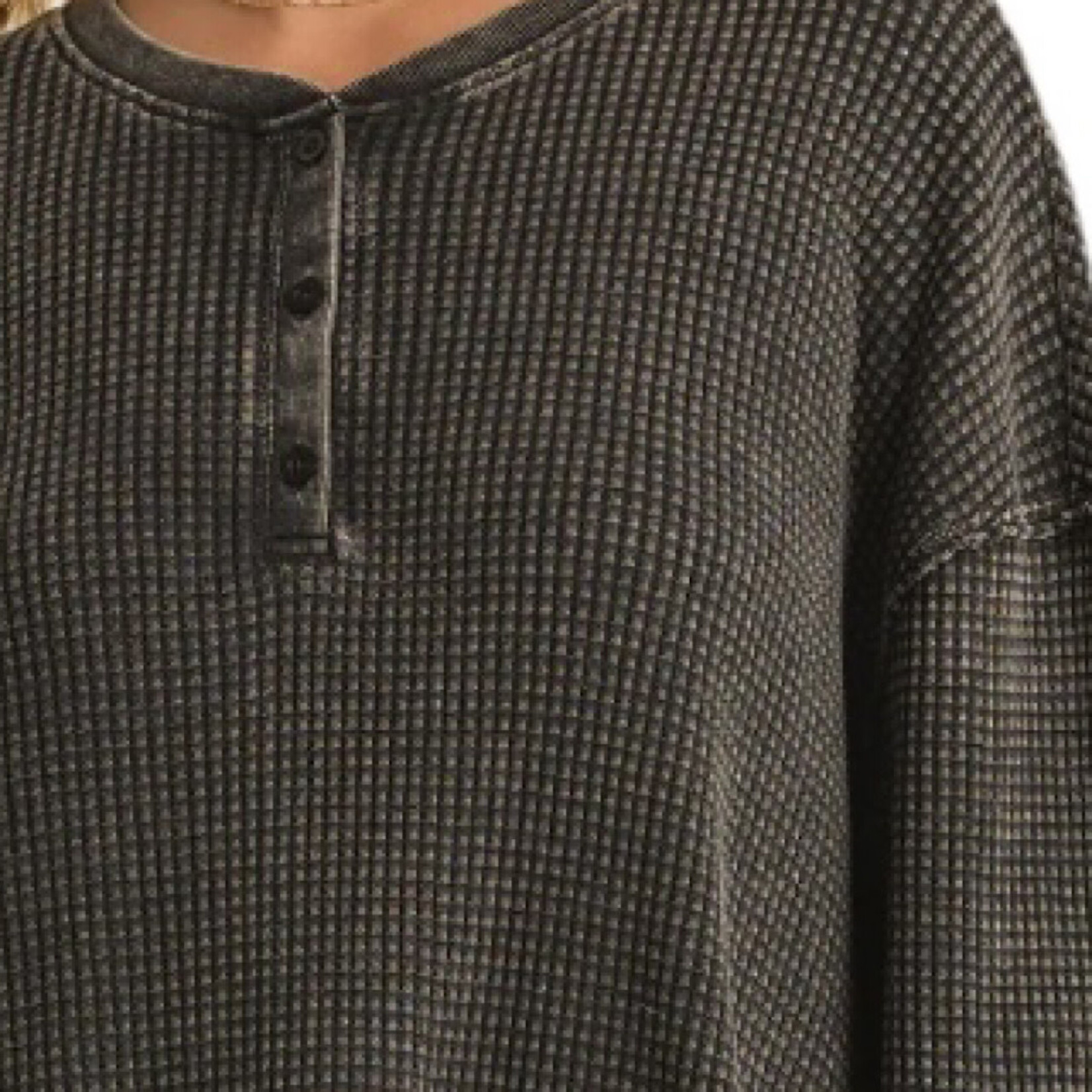 Z Supply Z Supply Jax Cozy Waffle Henley Jet Black Top