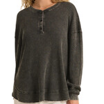Z Supply Z Supply Jax Cozy Waffle Henley Jet Black Top