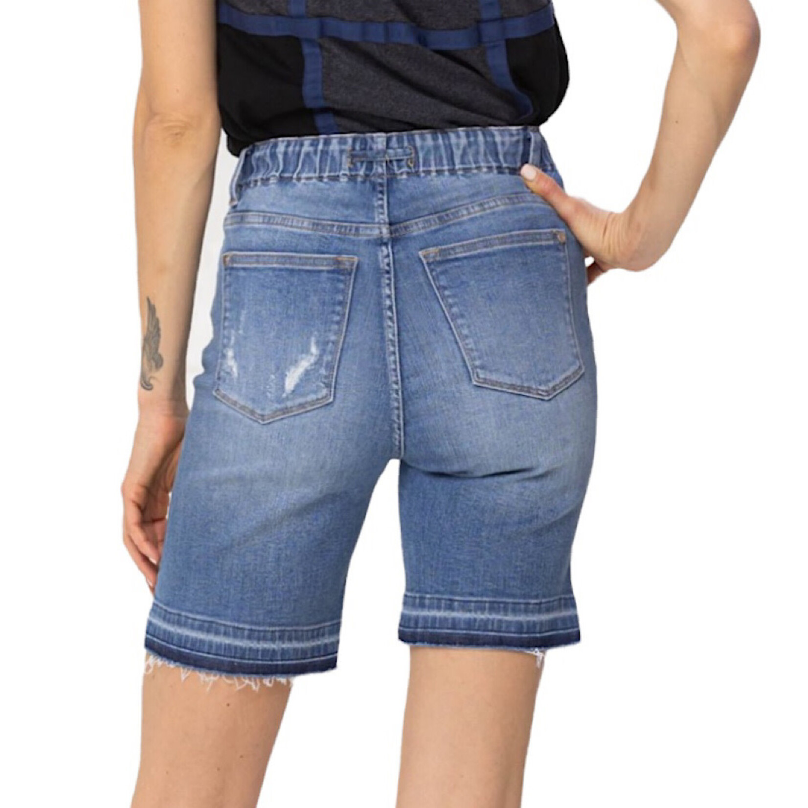 Judy Blue Judy Blue Medium Wash High Waist Release Hem Shorts JB150177