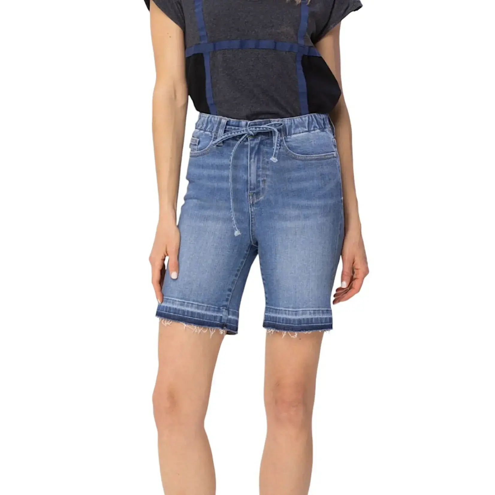 Judy Blue Judy Blue Medium Wash High Waist Release Hem Shorts JB150177