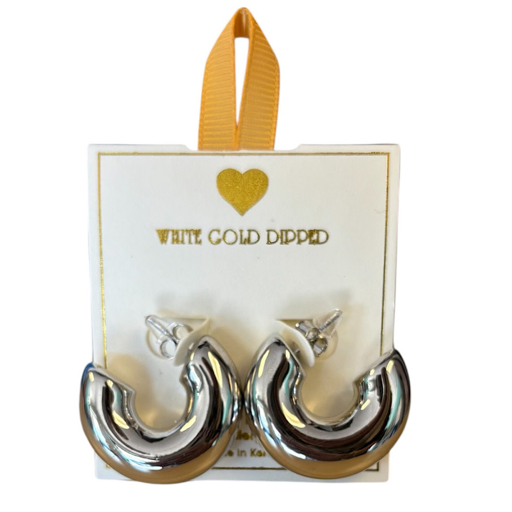 Yellow Ribbon 14K Gld Dipped Chunky Hoop Butterfly Back Earring