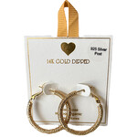 Yellow Ribbon 14K Gld Dipped Textured Shimmer Hoops