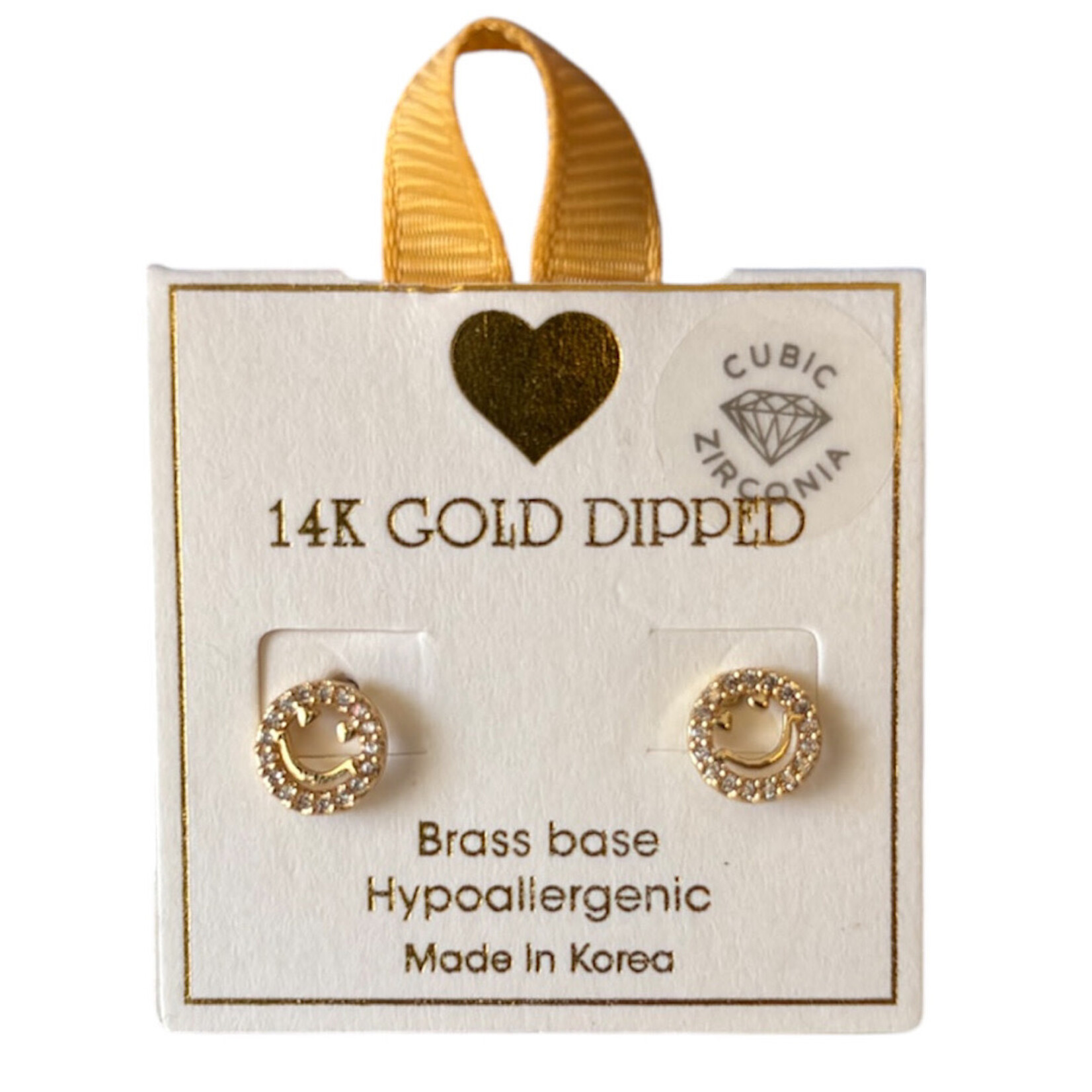 Yellow Ribbon 14K Gld Dipped Smiley Miley Studs