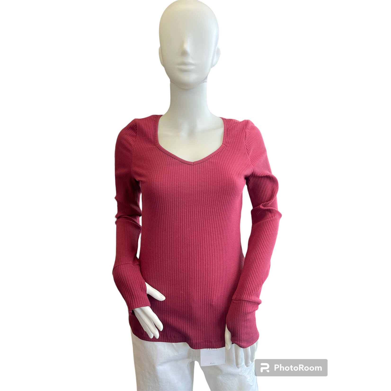Washed Knit Top With Thumbholes
