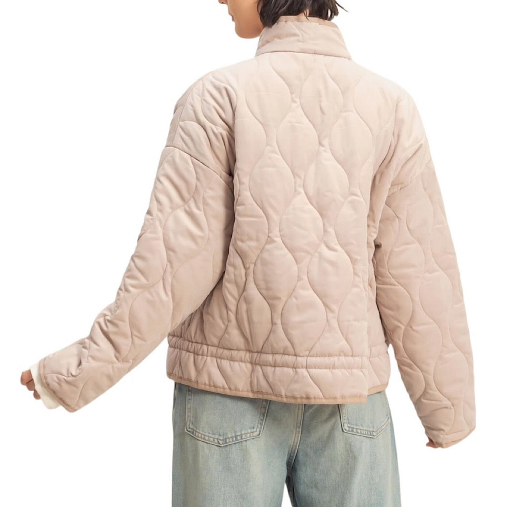 Dark Taupe Quilted Jacket with Drawstring Hem