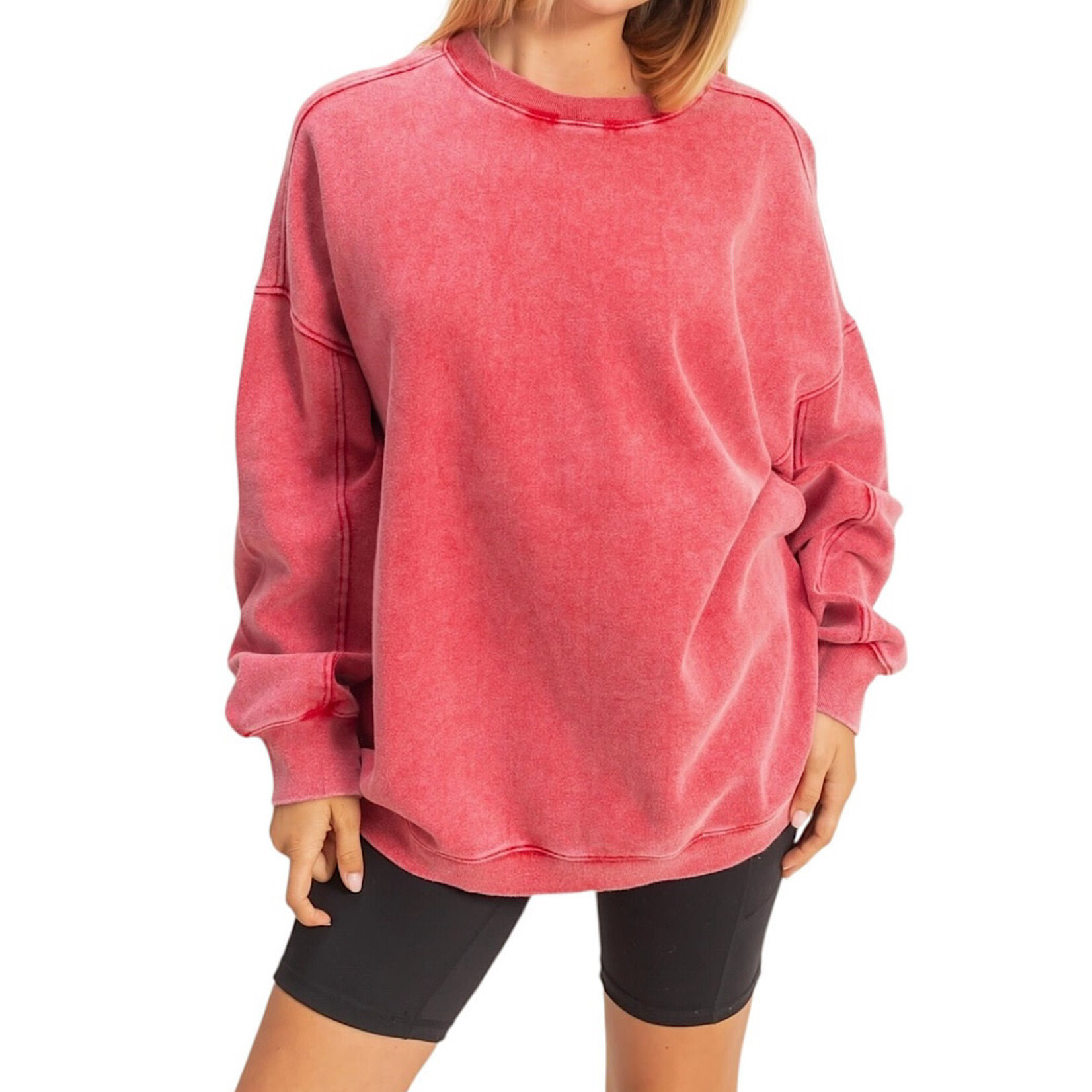 Red Mineral Washed Oversized Sweatshirt