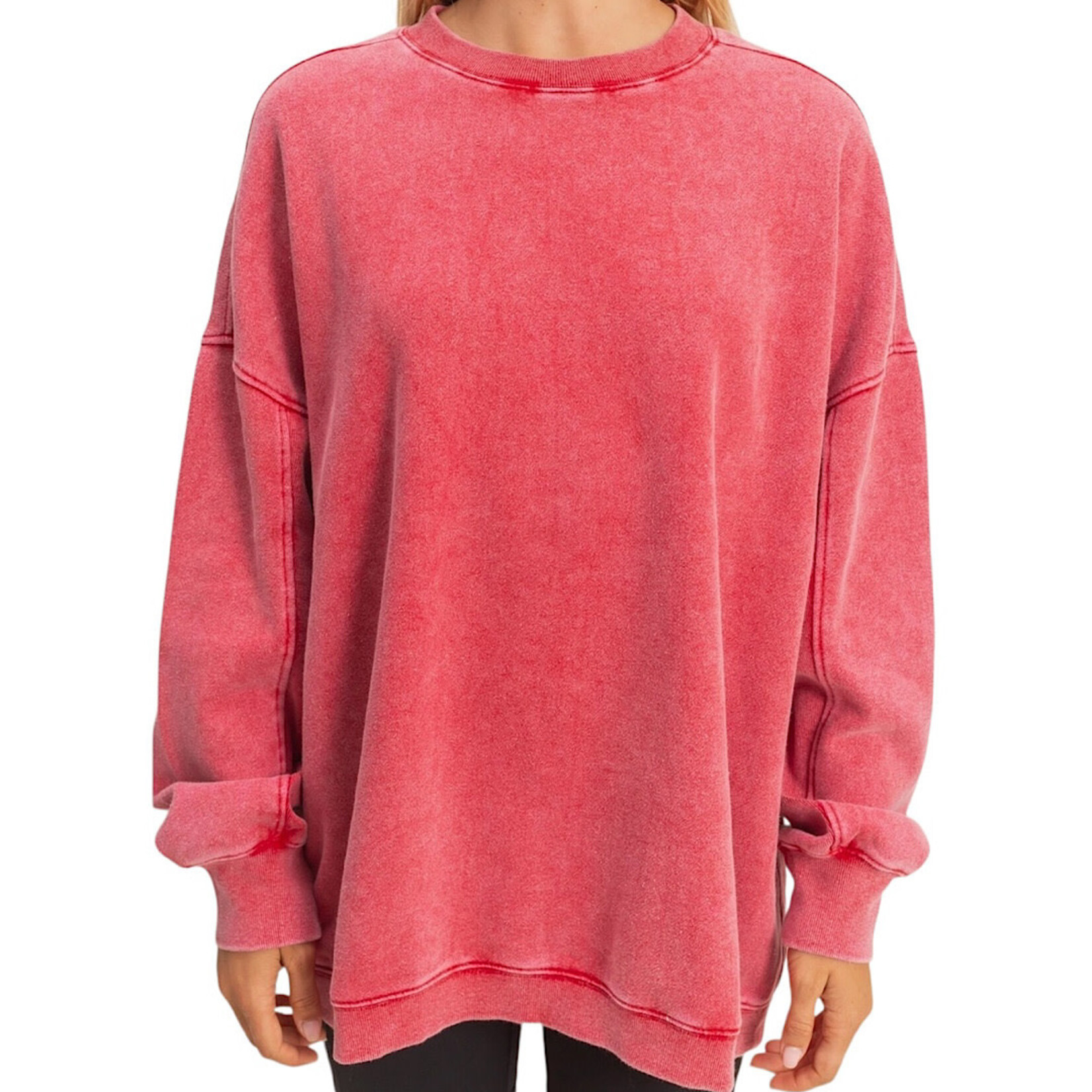 Red Mineral Washed Oversized Sweatshirt