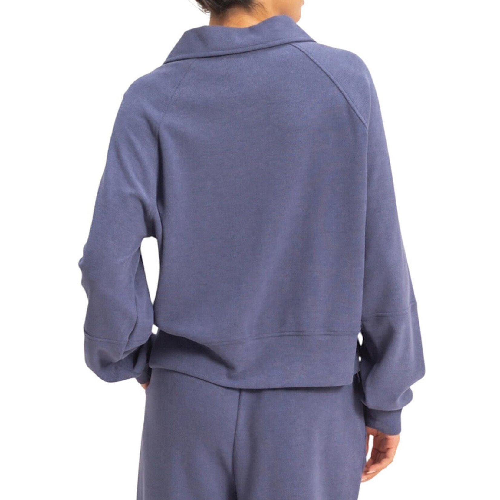 Dusty Indigo Soft Ribbed Half Zip Long Sleeve Sweatshirt