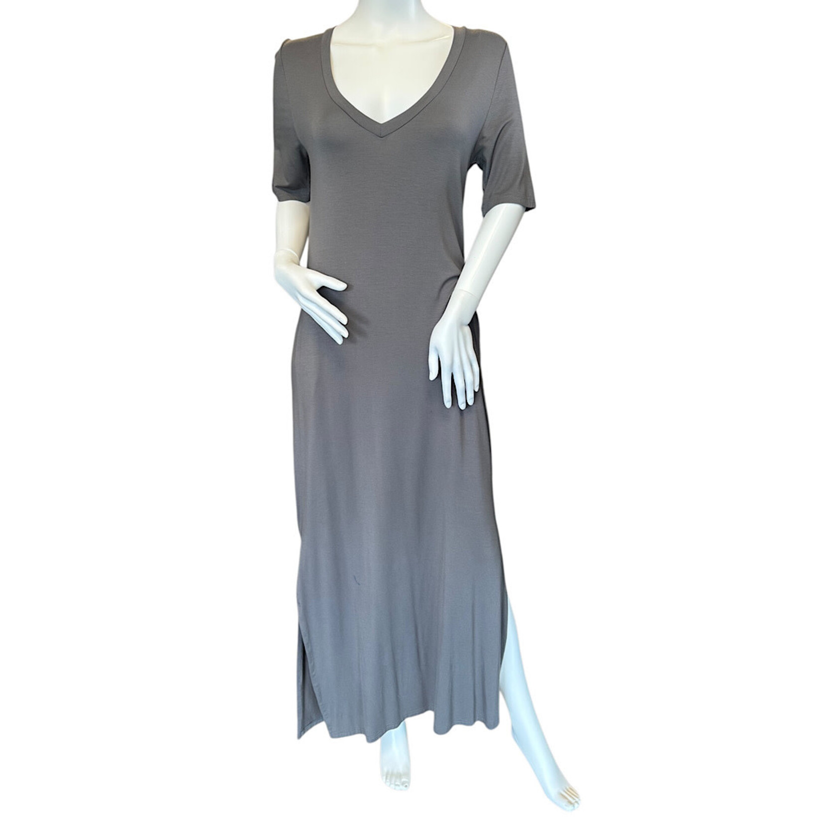 Addy V-Neck Dress with Side Slits & Pockets