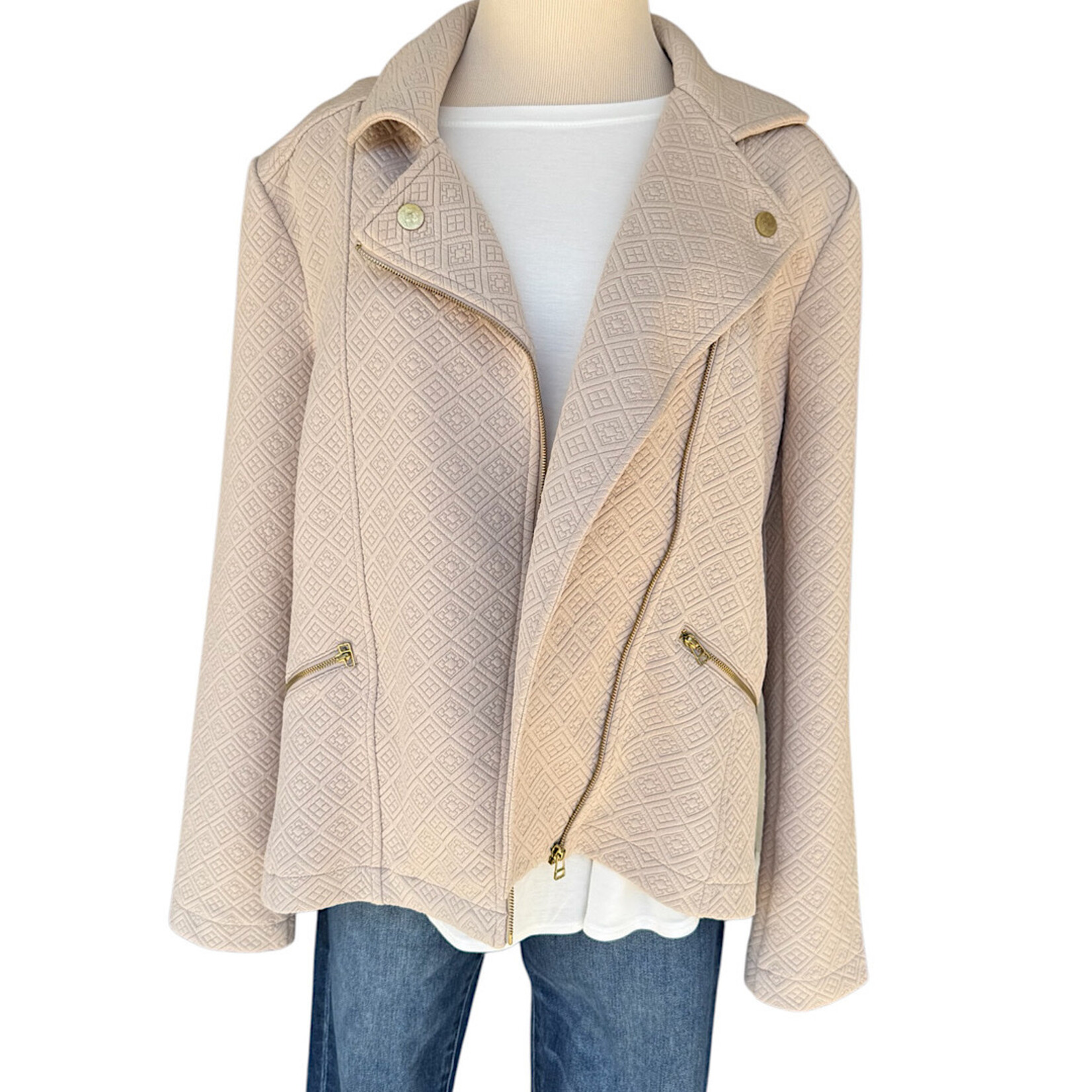 Roz&Ali Beige Quilted Jacket Size XL- RF