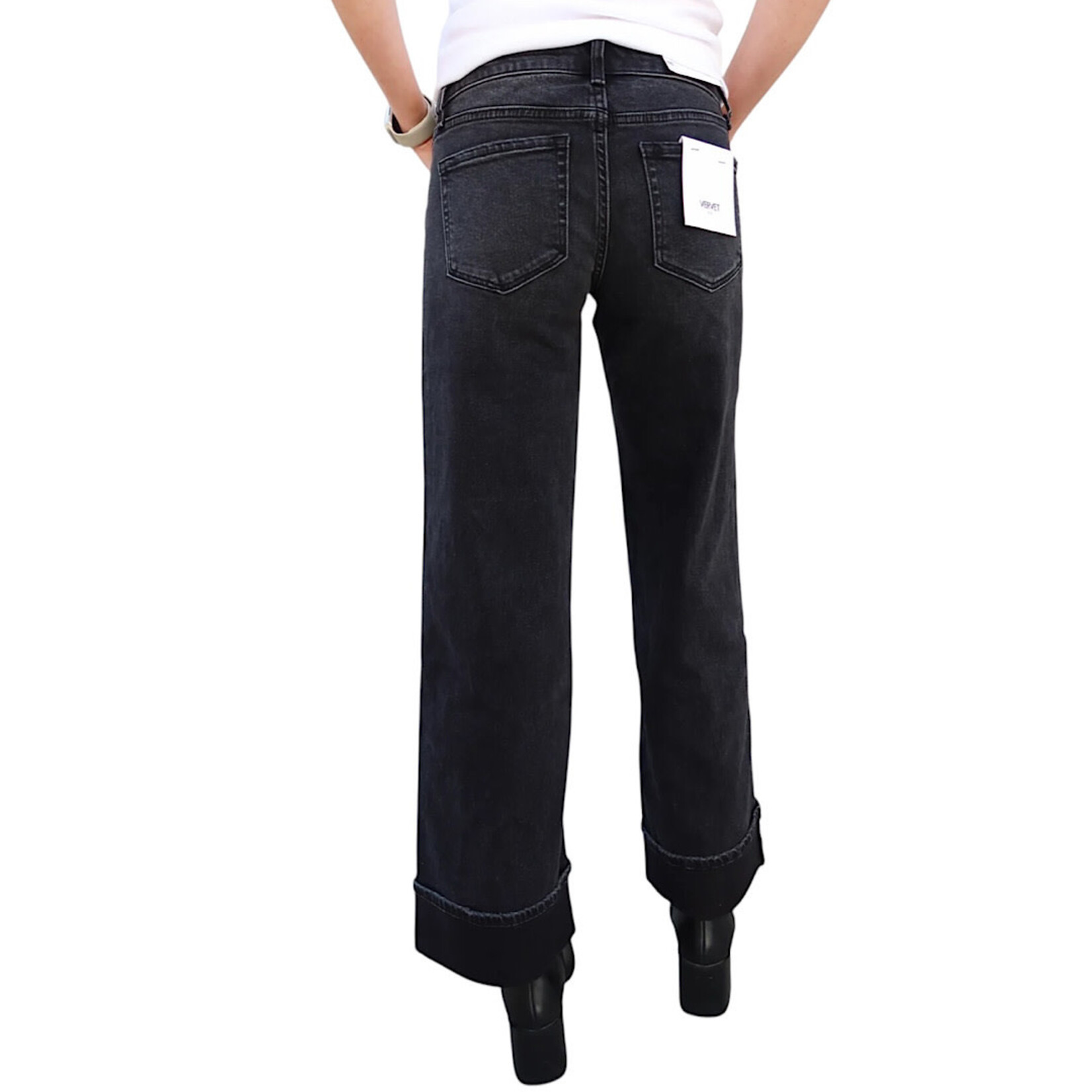 Vervet T6683BK Black Low Rise Baggy Wide Leg Jeans