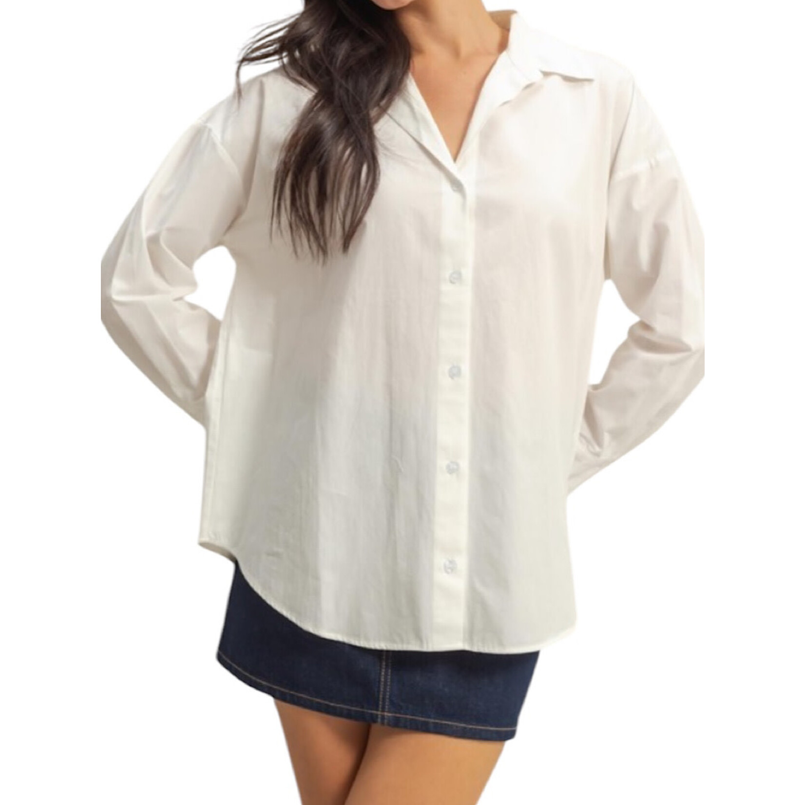 White Classy Long Sleeve Button Down Shirt