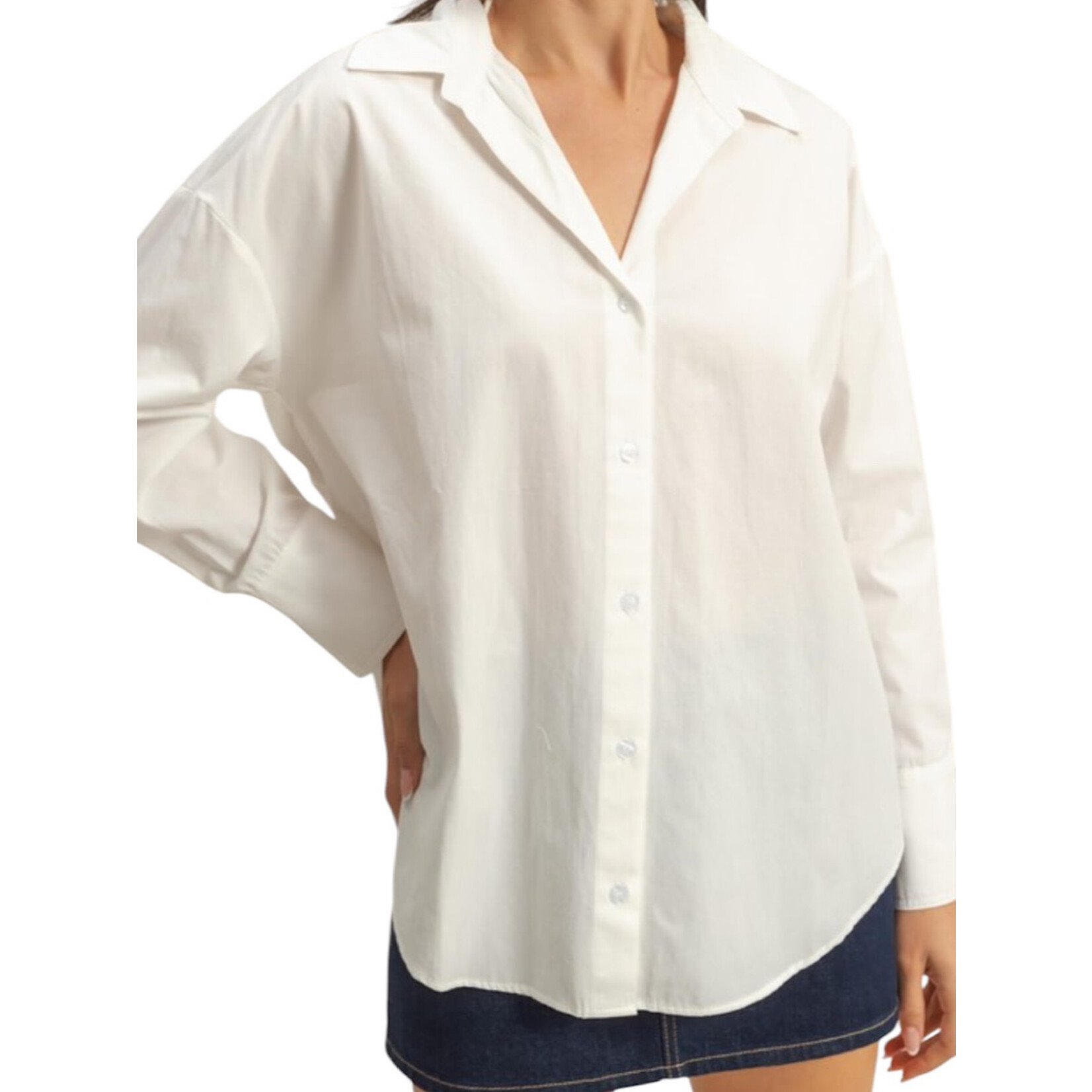 White Classy Long Sleeve Button Down Shirt