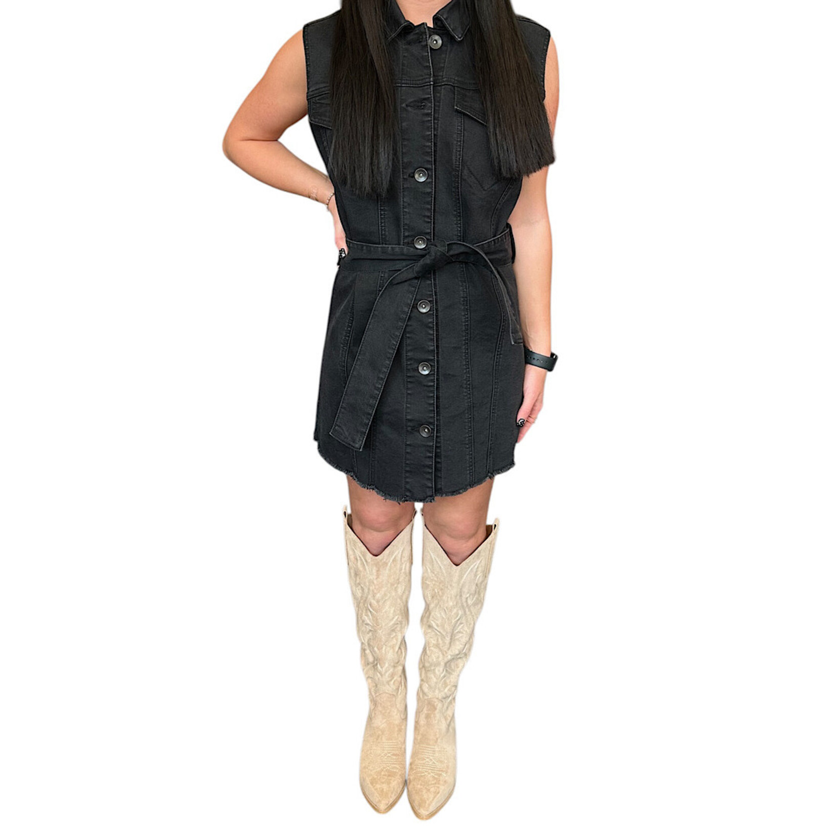 Black Sleeveless Tribal Jacket S