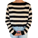 Black/Cream Striped Boat Neck Sweater