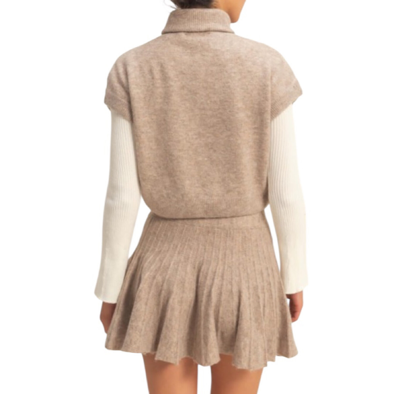 Dark Taupe Turtle Neck Top and Skirt Set