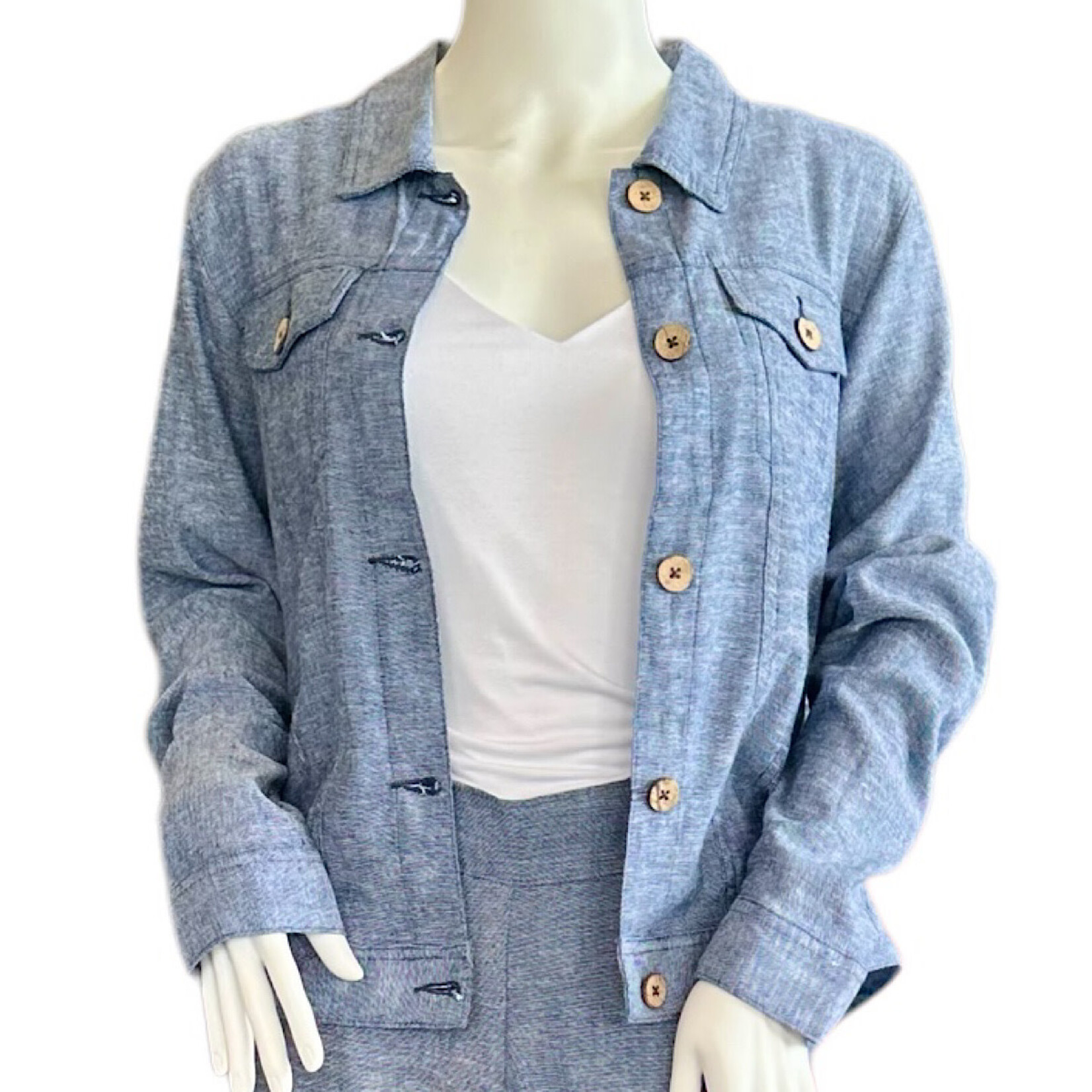 Indigo Chambray Linen Jean Style Jacket
