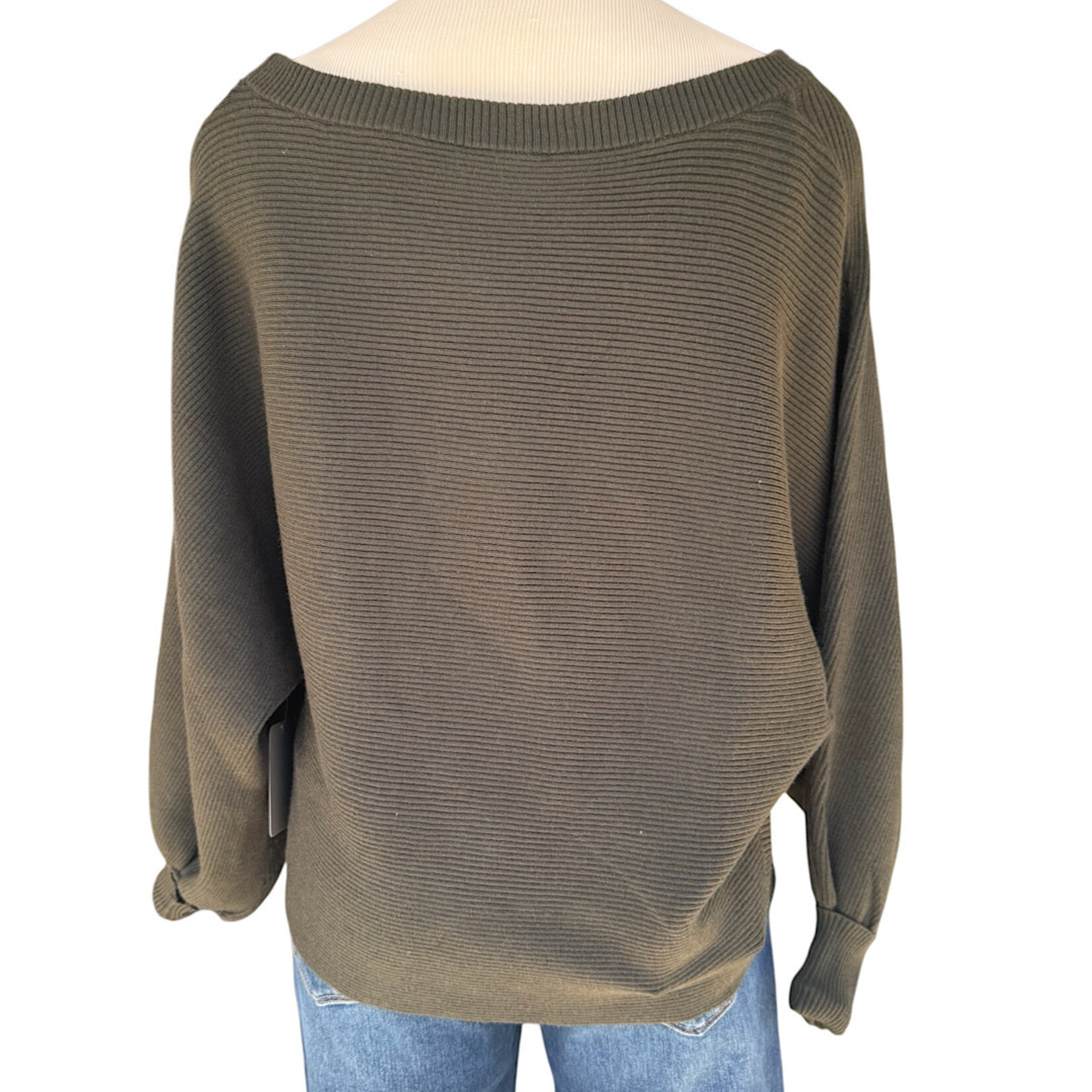Cupio Olive Ribbed Sweater Size Small-RF