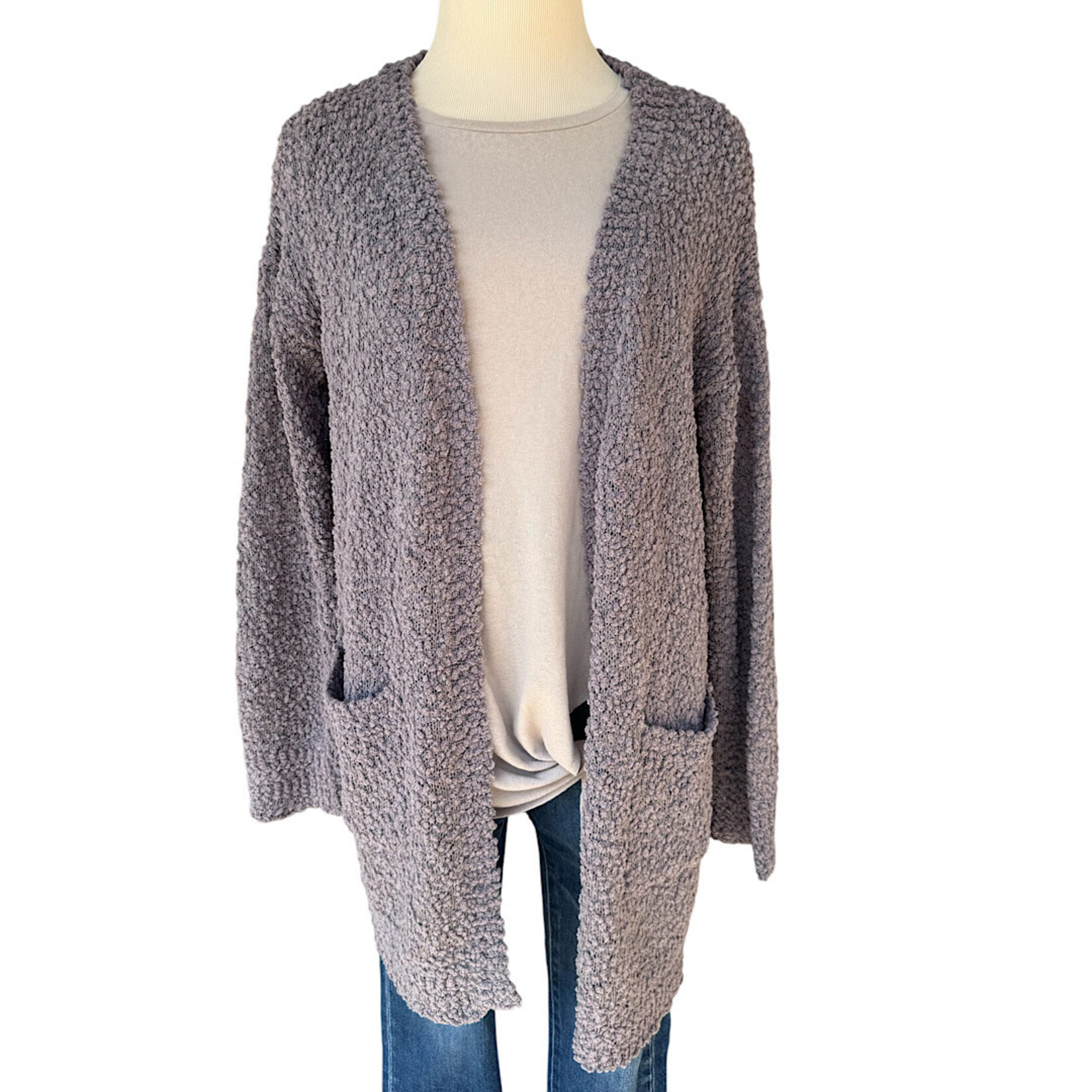 Lavender Gray Popcorn Cardigan Size Medium-RF