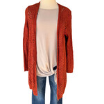 Burnt Orange Crochet Cardigan Size Large-RF
