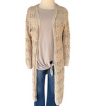 Poof New York Taupe Crochet Cardigan Size Large-RF