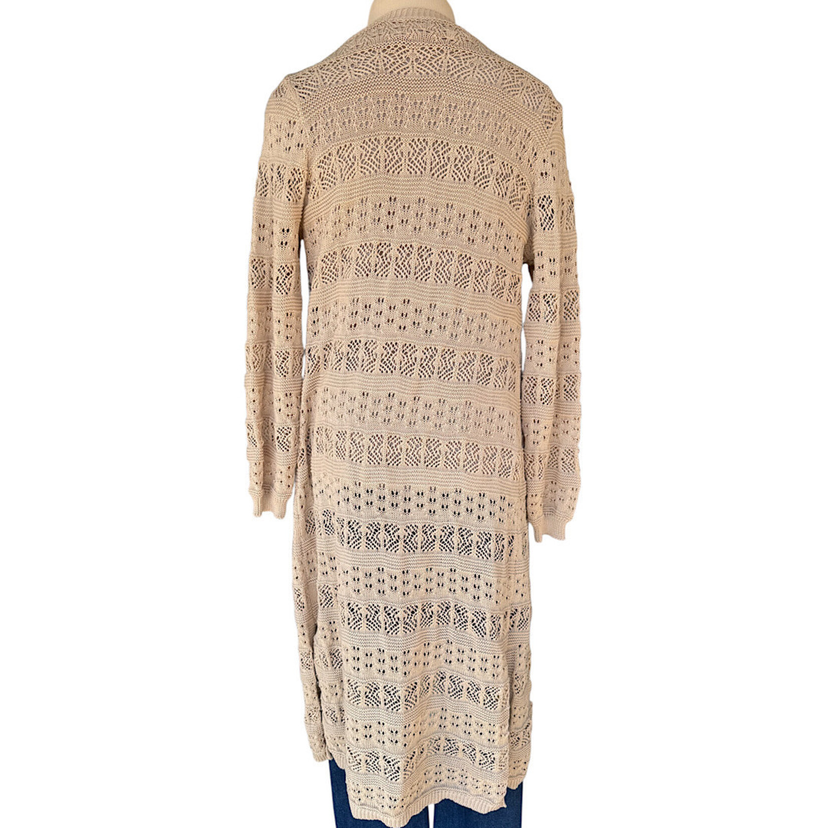 Taupe Crochet Cardigan Size Large-RF