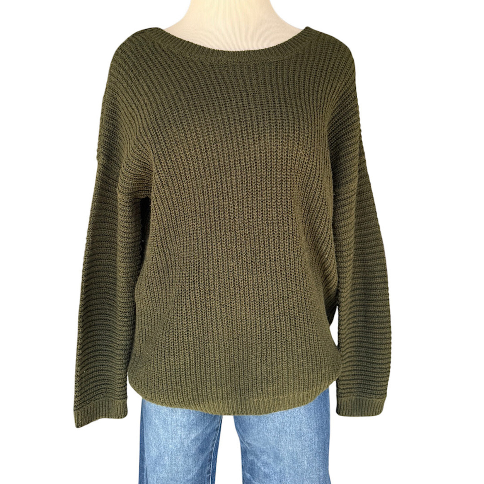 Forever 21 Olive Knit Sweater Size Medium- RF