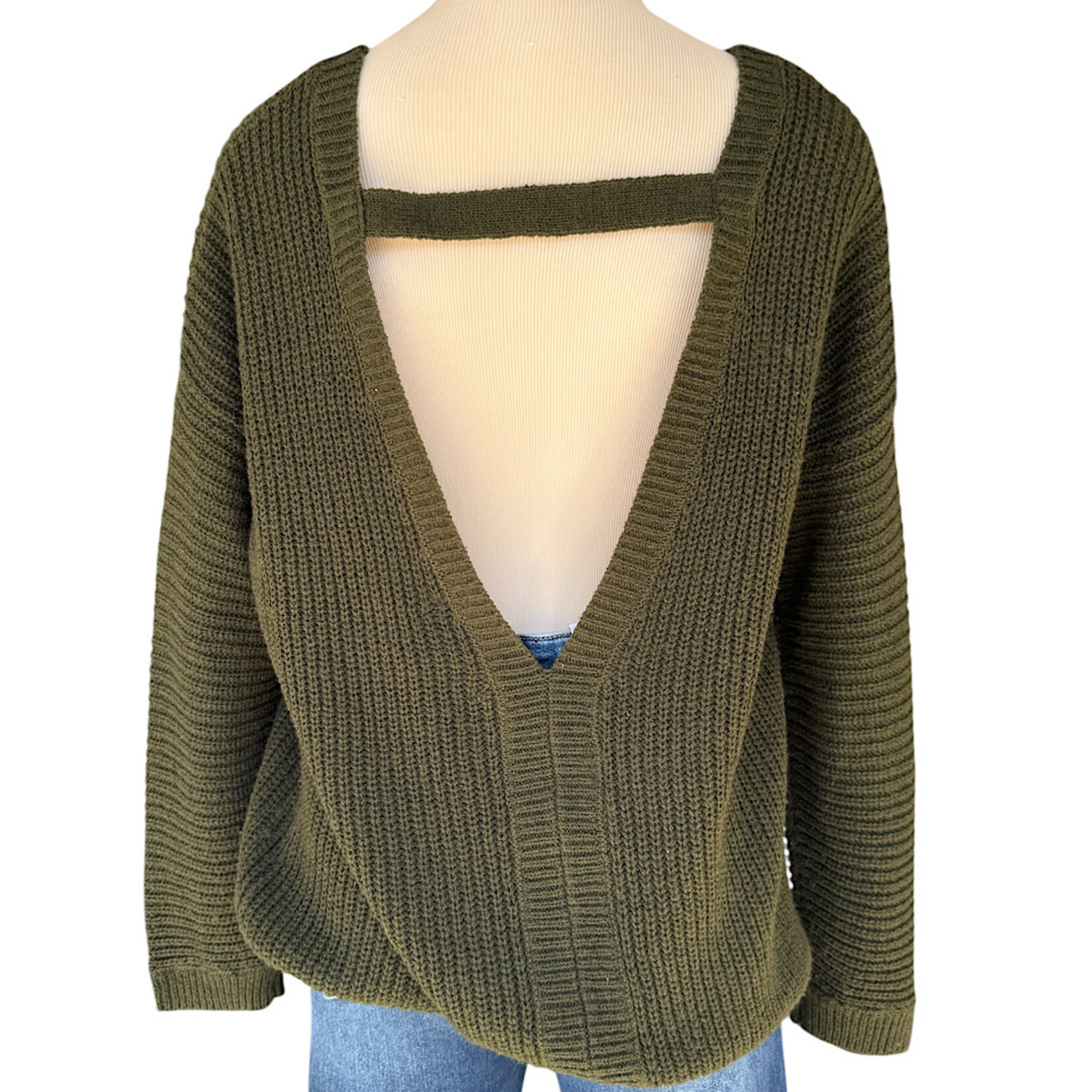 Forever 21 Olive Knit Sweater Size Medium- RF