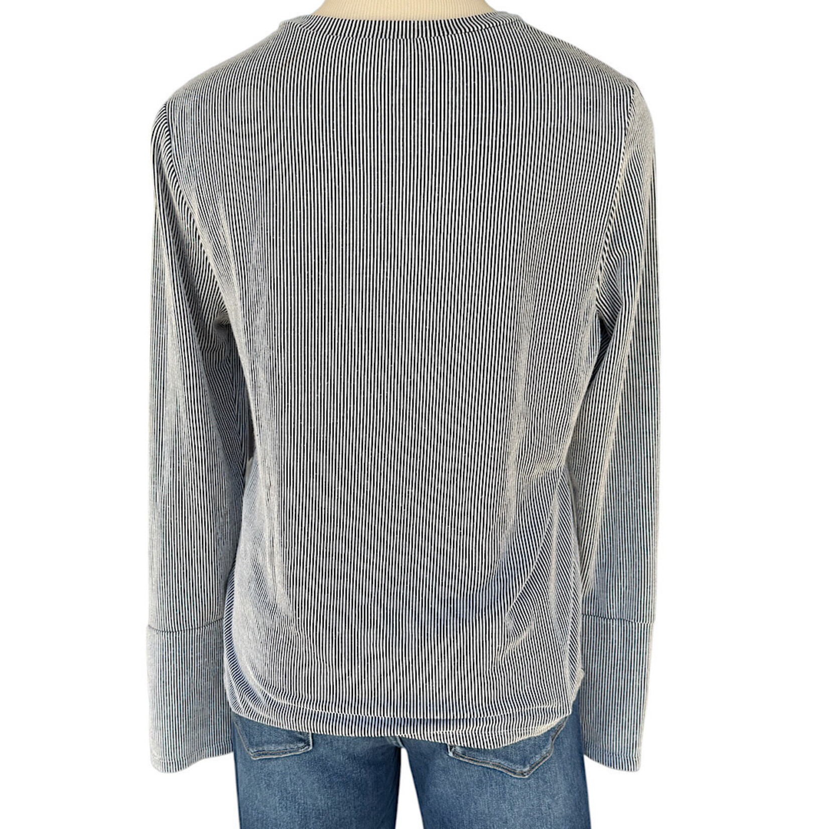 Black Striped Long Sleeve Top Size Medium-RF