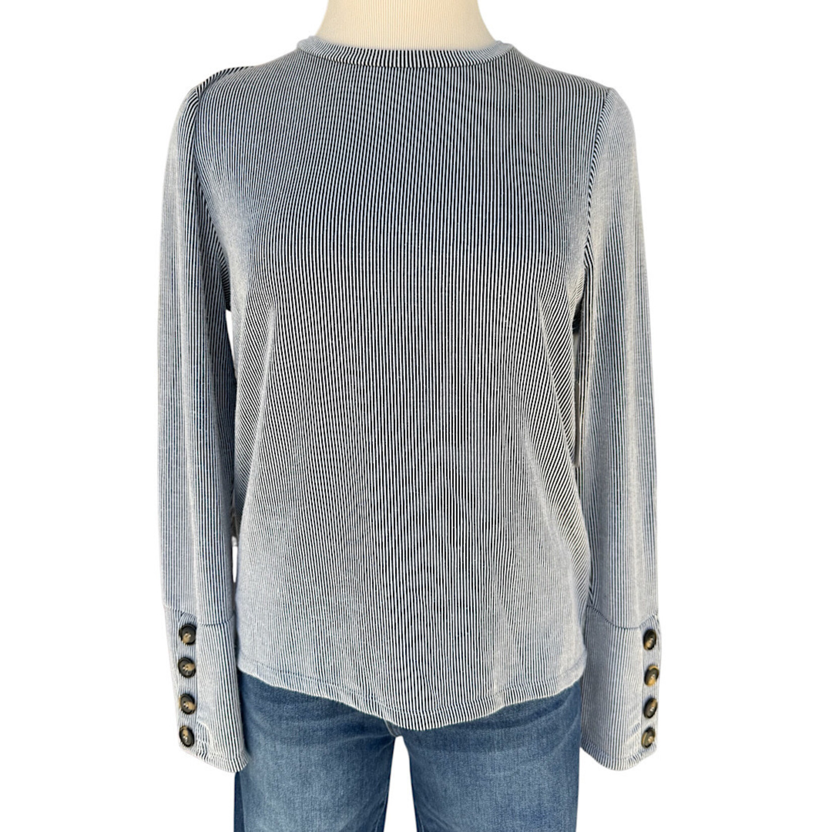 Black Striped Long Sleeve Top Size Medium-RF