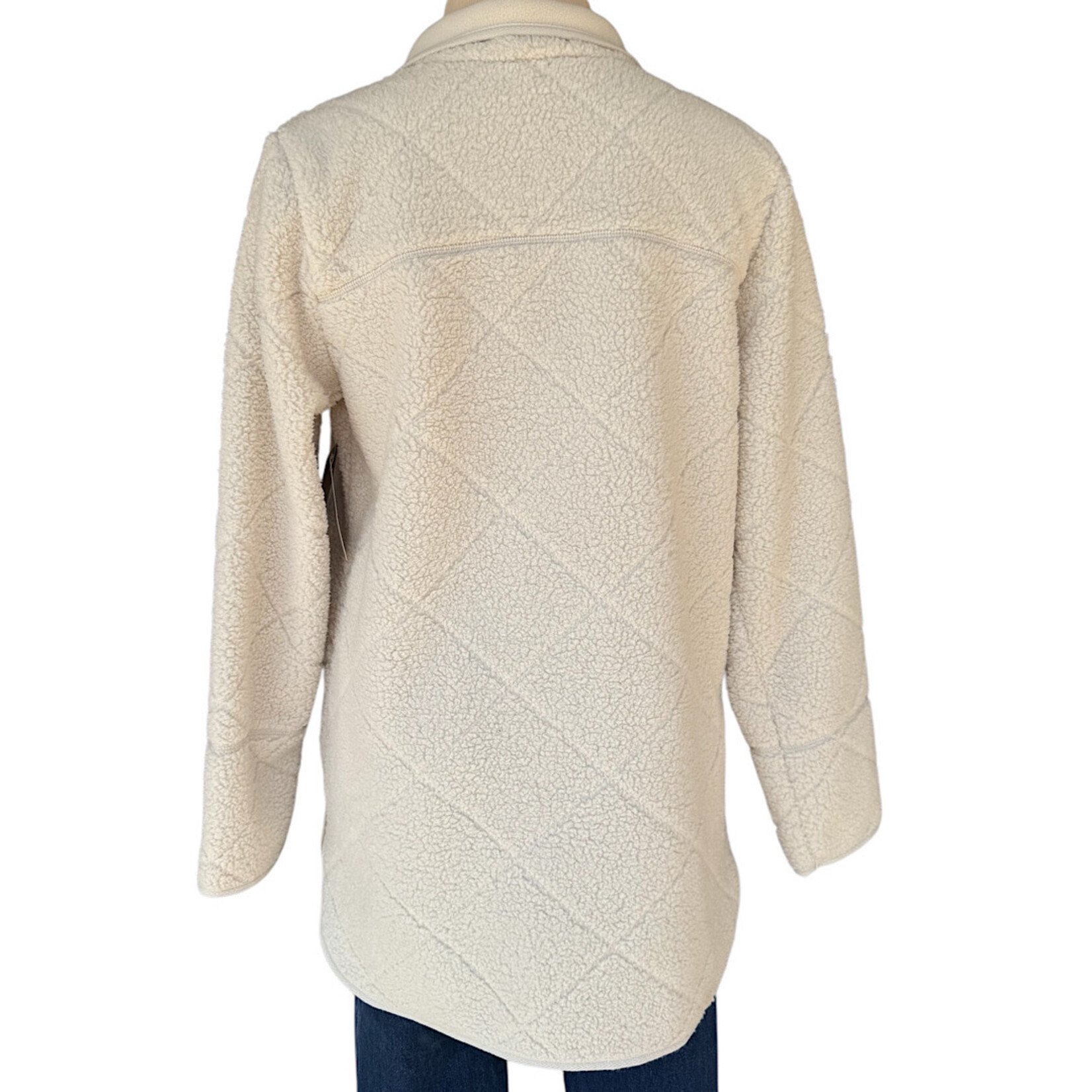 Cream Sherpa Button Up Jacket Size Small-RF