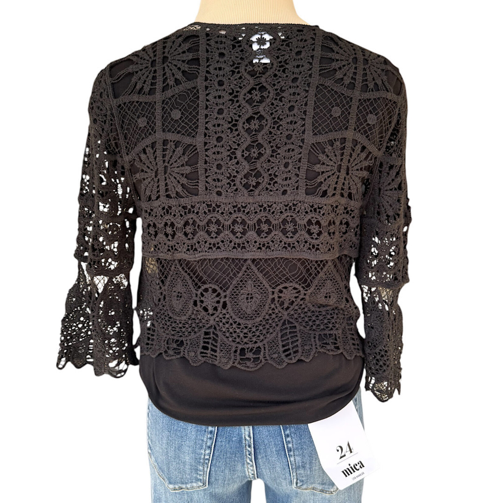 Versona Black Crochet Crop Cardigan Size Small-RF