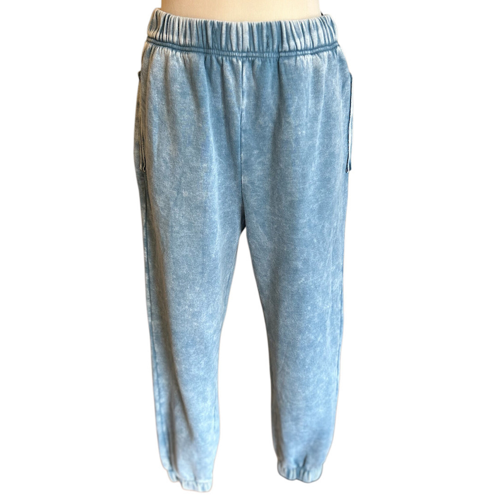 Zenana Blue Acid Wash Joggers Size Large- RF