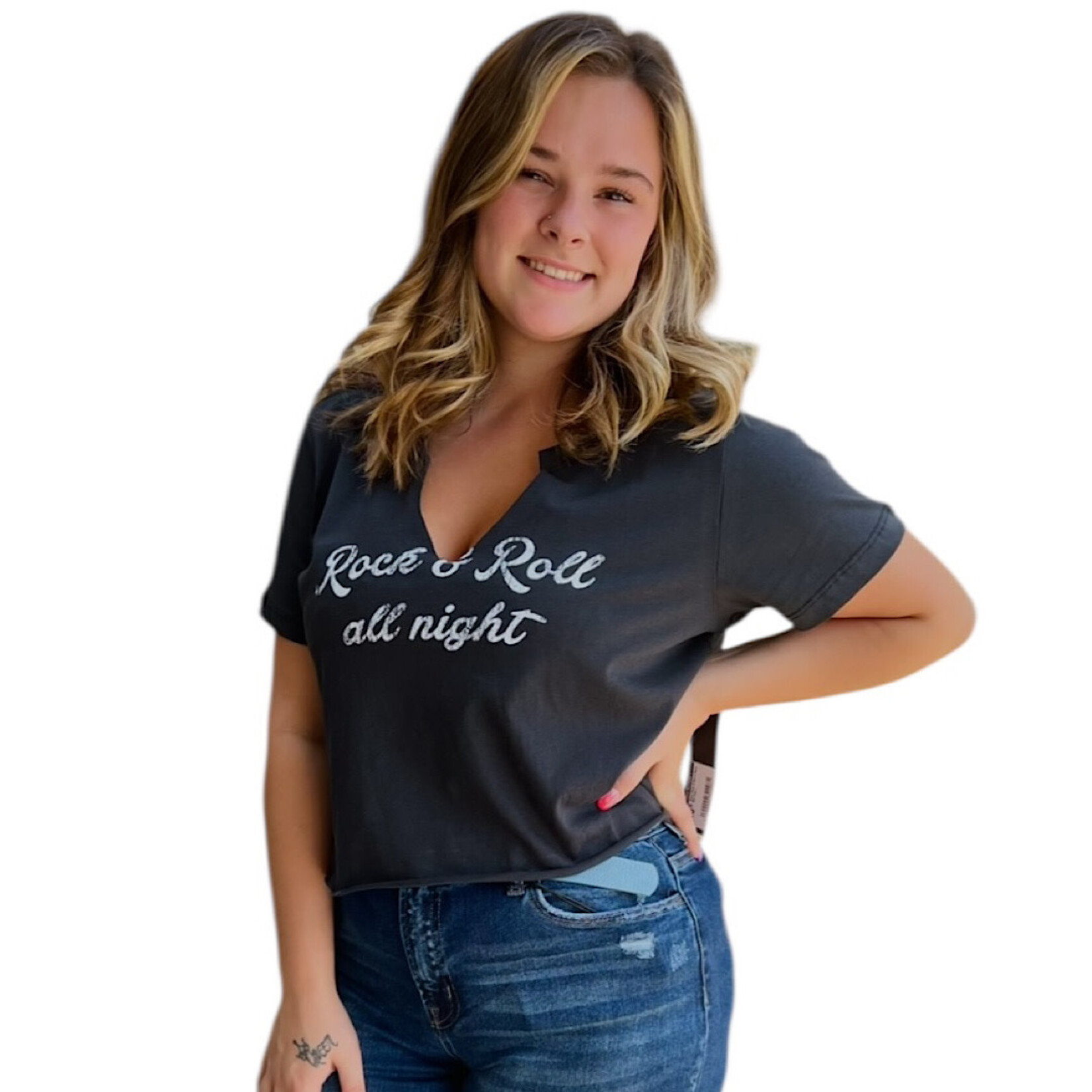 Rock & Roll All Night Black Graphic Size Medium- RF