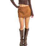 Camel Chic High Waisted Suede Skort