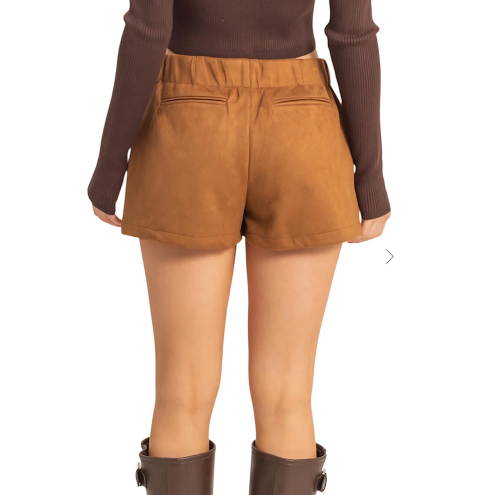 Camel Chic High Waisted Suede Skort