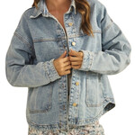 Light Vintage Denim Jacket With Square Pocket