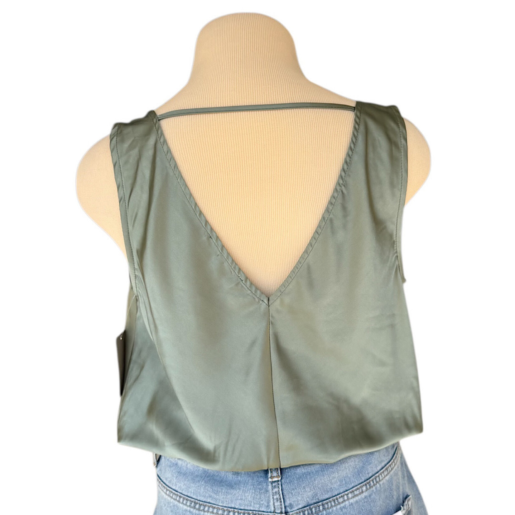 She + Sky  Sage Green Cowl Neck Body Suit Size Medium - RF