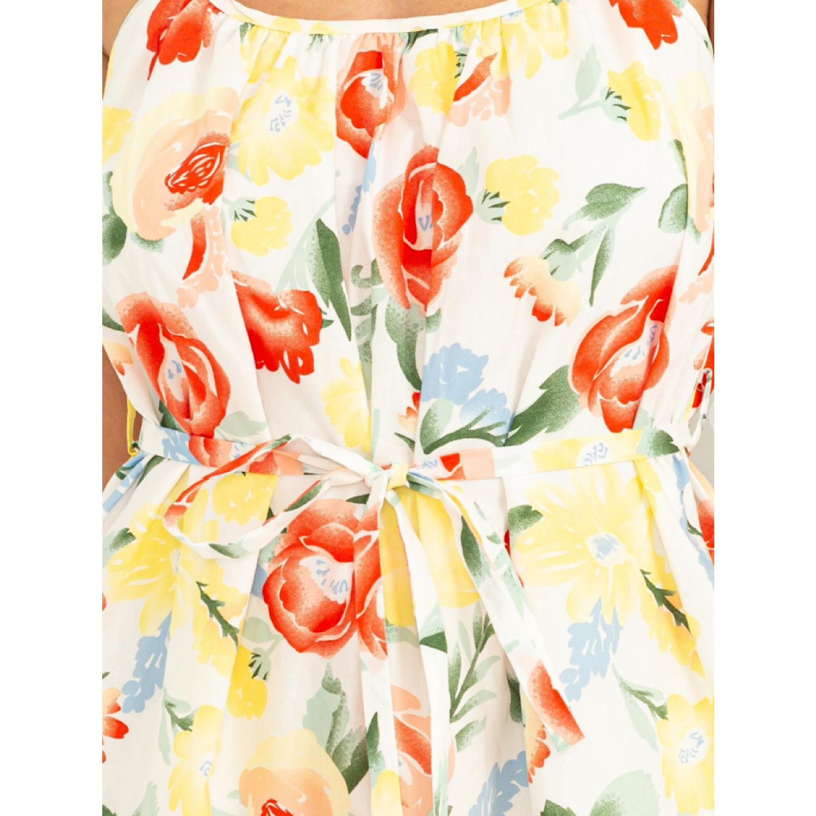 White Floral Print Mini Dress