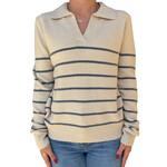 Blue Collared Stripe Sweater Top