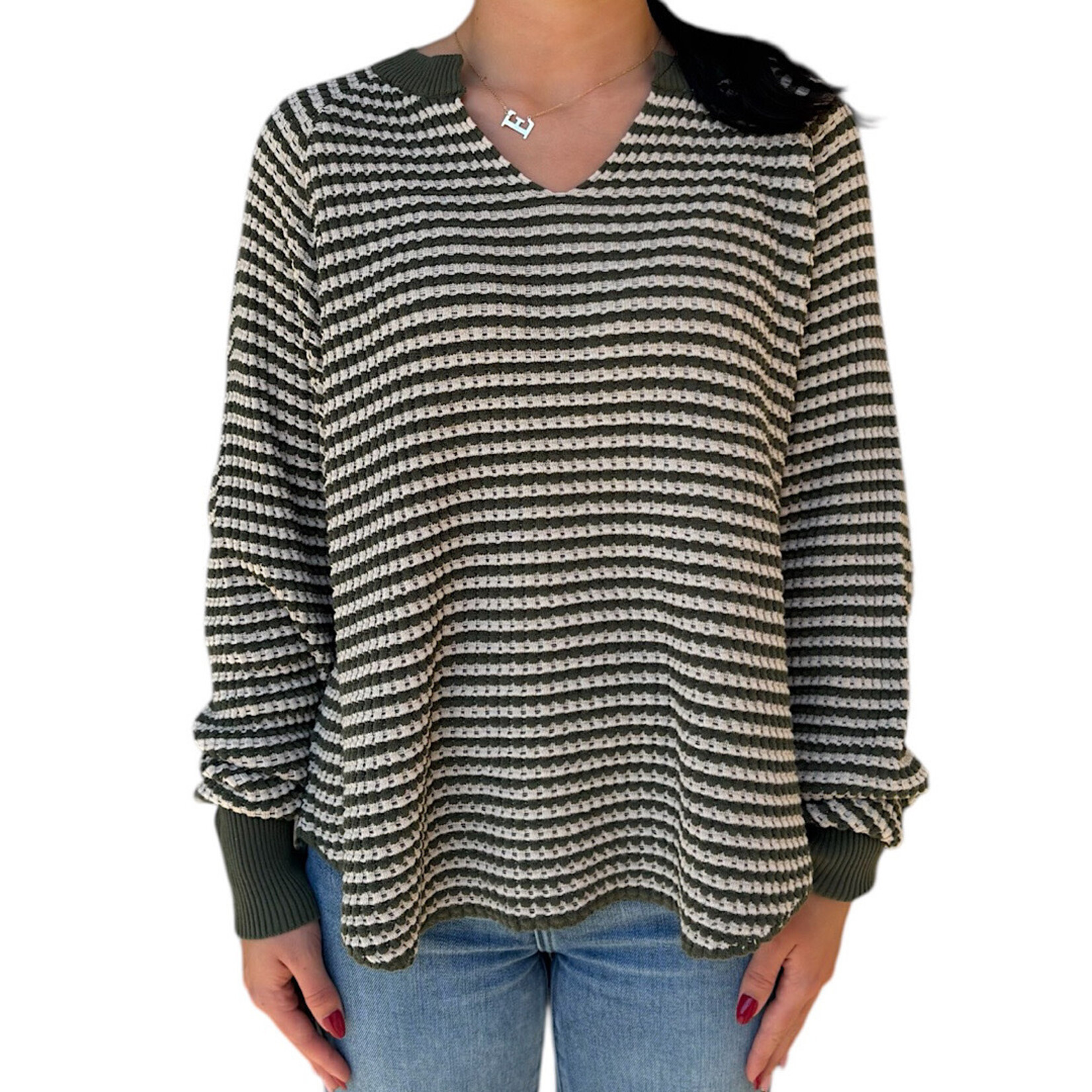 Hunter Waffle Stripe Oversized Top