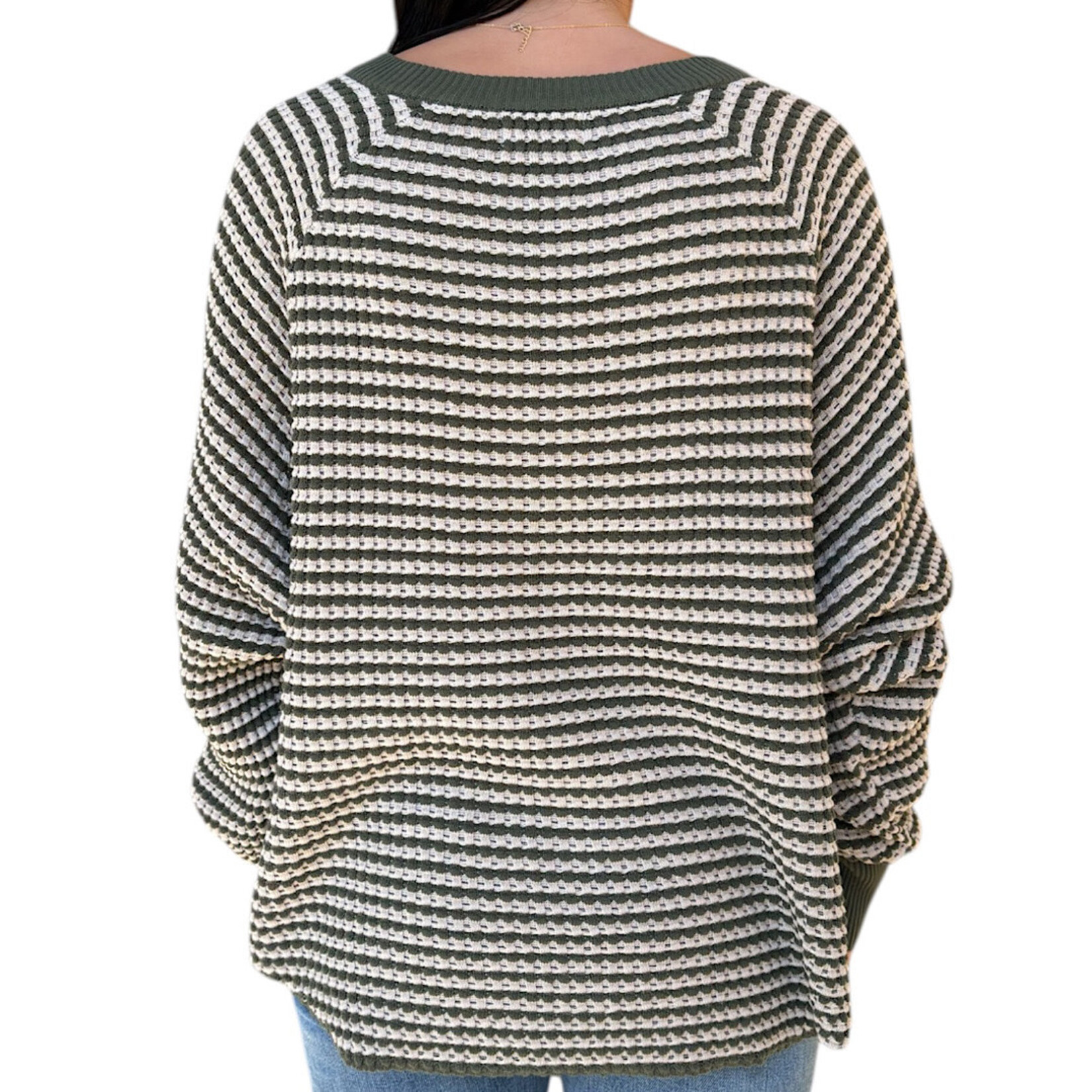 Hunter Waffle Stripe Oversized Top