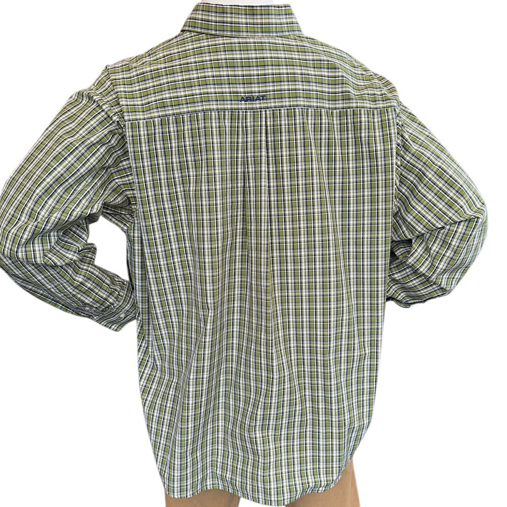 Men's Ariat Long Sleeve Green Plaid Button Up Shirt Size XXL - RF