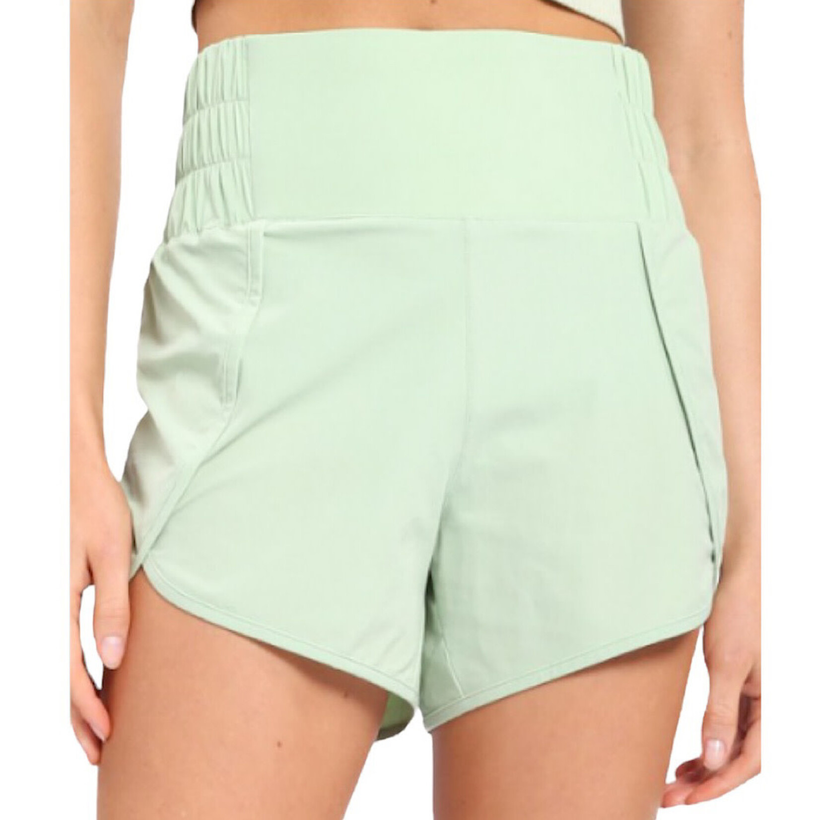 High Waist Athleisure Split Shorts Lime