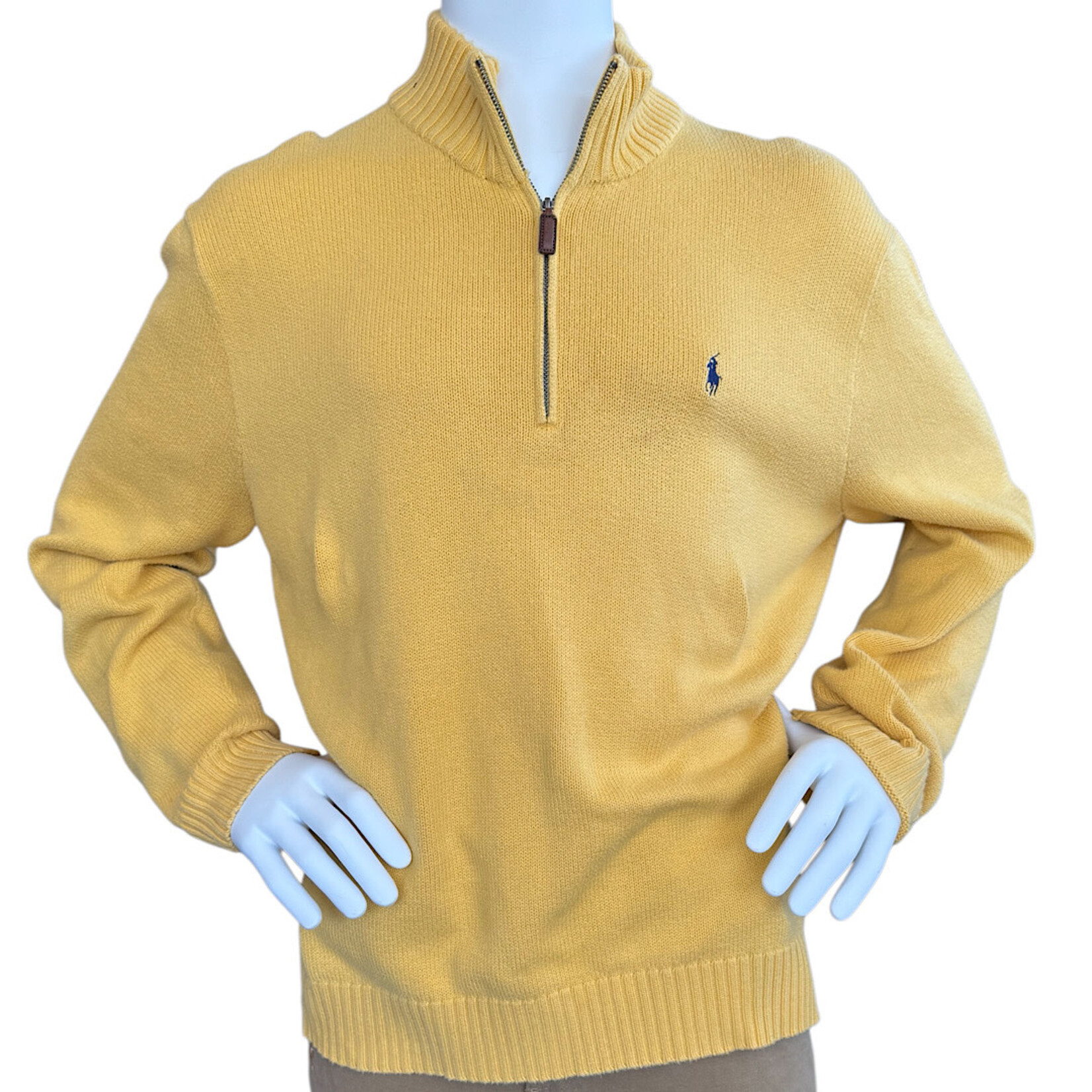 Ralph Lauren Men's Yellow Polo Half Zip Size Large -RF