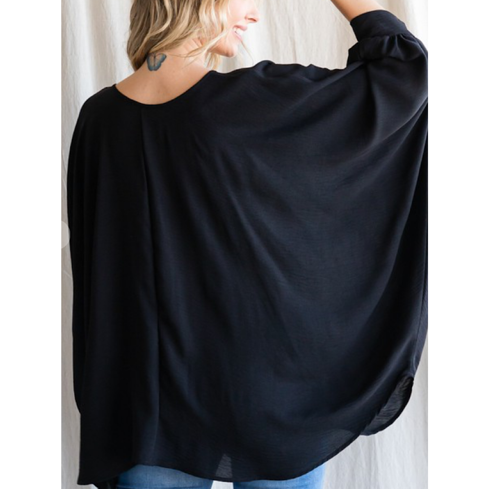 Solid V-Neck Oversized Top